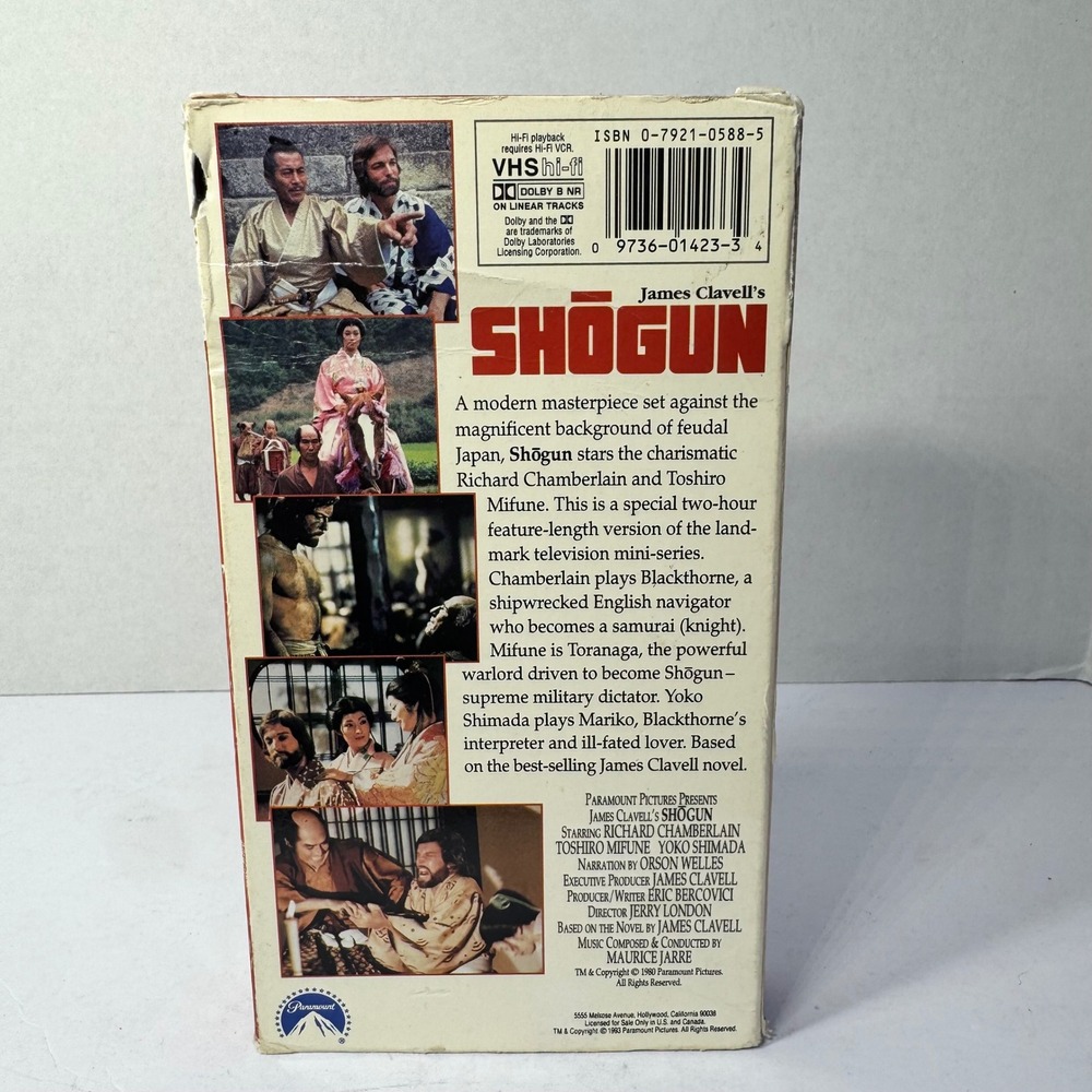 Shogun VHS 1980 James Clavell Richard Chamberlain Toshiro Mifune Paramount VTG